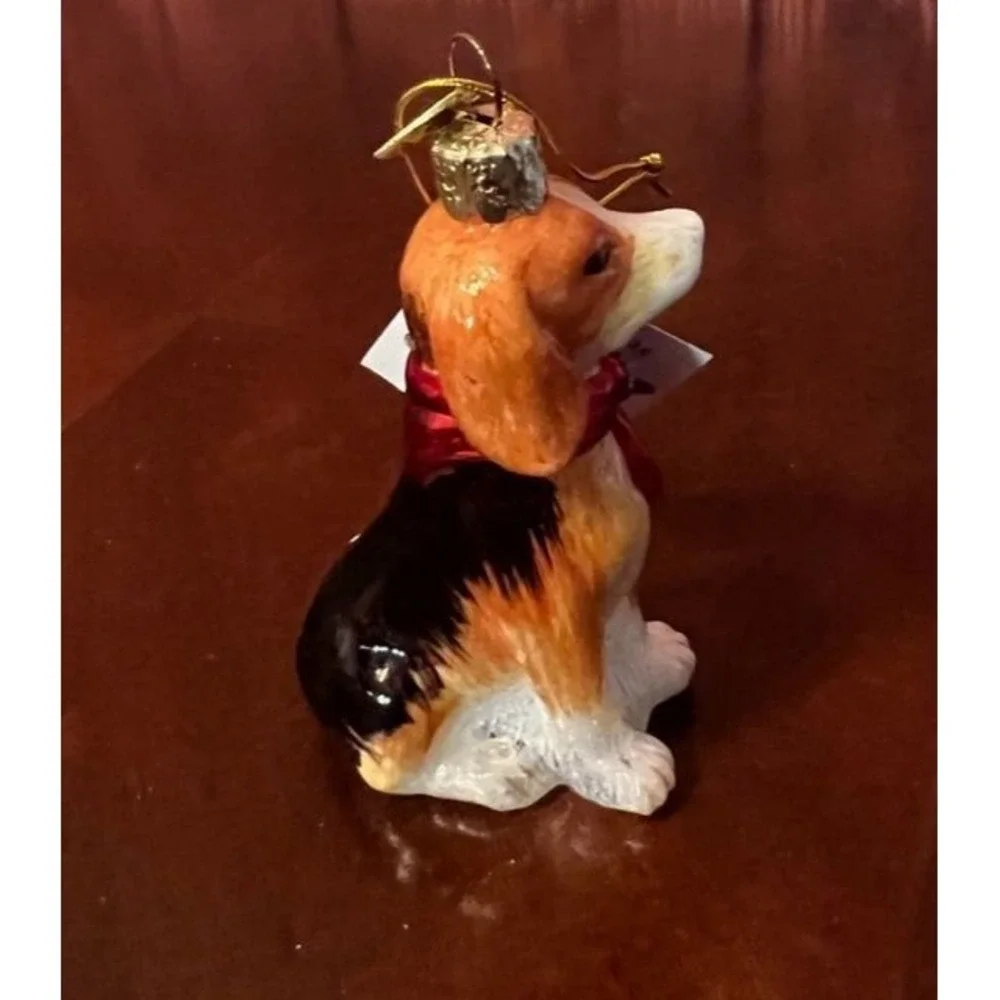 Glass Beagle‎ Dog christmas Ornament kurt s adler Noble Gems Hand-Crafted